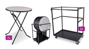 Transportkar klein inclusief statafel Colorado 7 stuks