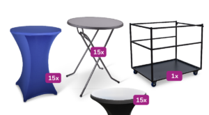 Transportkar groot inclusief statafel Hudson